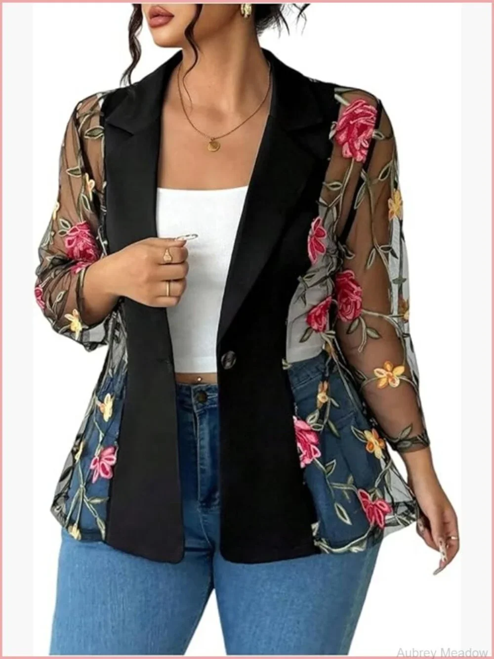 Plus Size Lapel Collar Open Front Graffiti Graphic Button Blazer Jacket